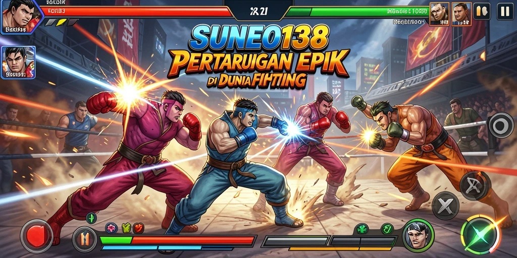 Tampilan aksi mendebarkan dalam SUNEO138 saat karakter bertarung.